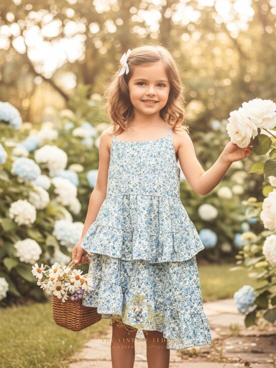 Other - NWT Pretty Girls Floral Dress & Denim Jean Jacket 2-Piece Set Sundress Blue 5T